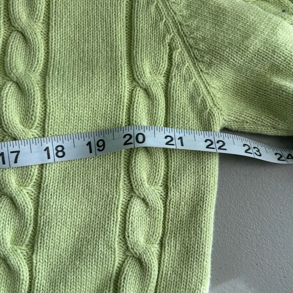 NWT Zara light lime green classic Cable knit collared sweater small pullover - Picture 8 of 9